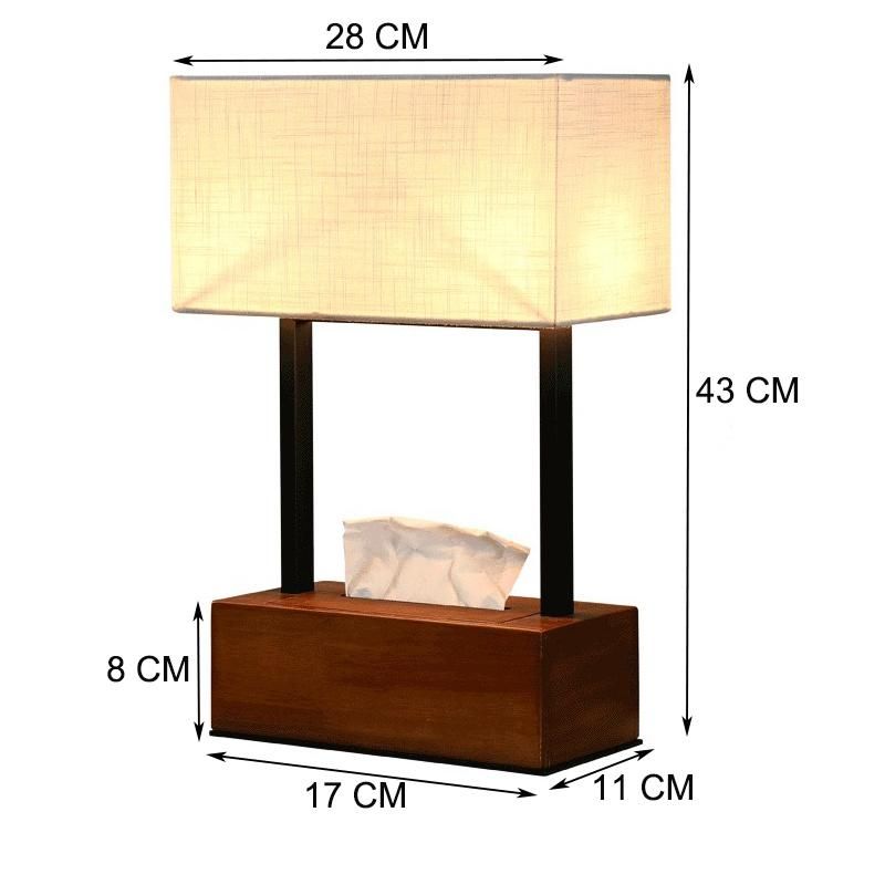 Jlt-4589 Modern Walnut Wooden Base Table Lamp with Tissue Box for Hotel Guest Room Bedroom Bedside