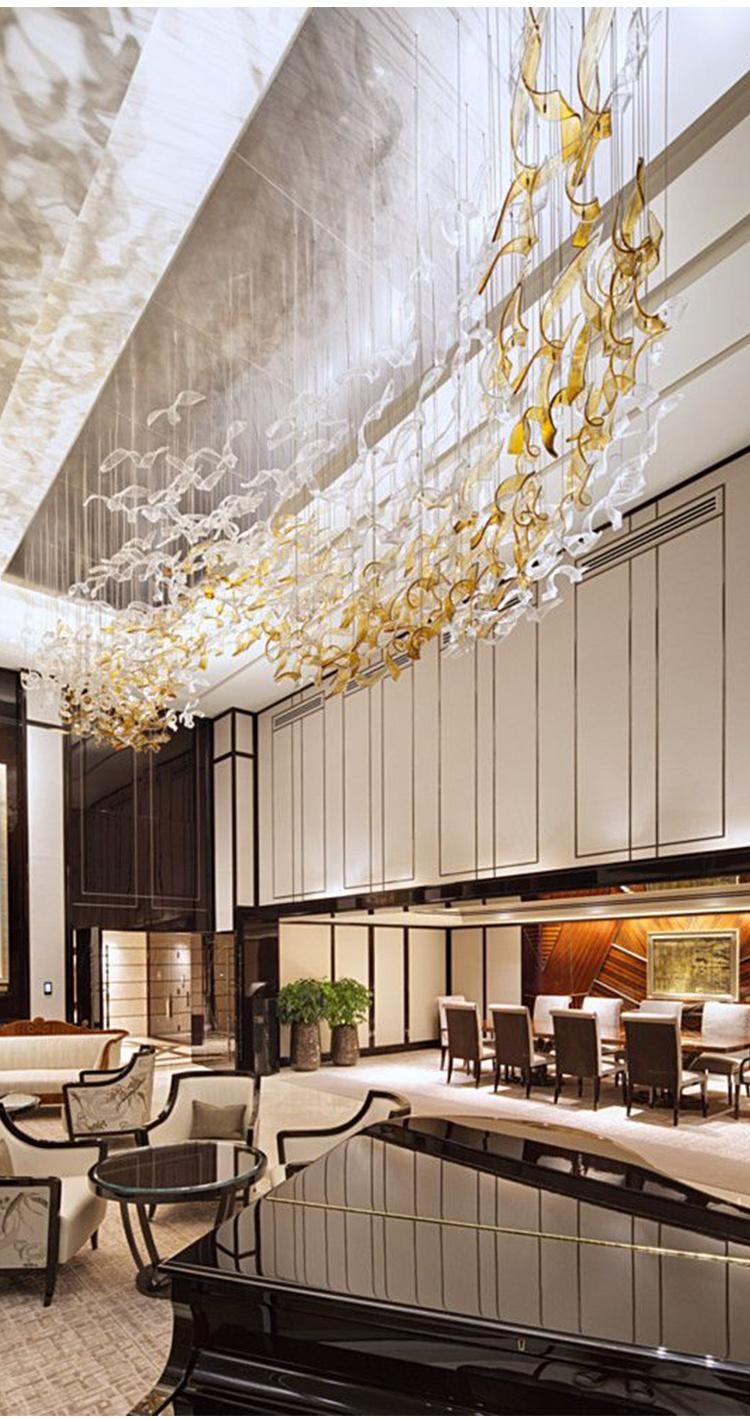 Non-Standard Light Decorative Stairs Villa Commercial Modern Luxury Modern Glass LED Chandelier Lamp