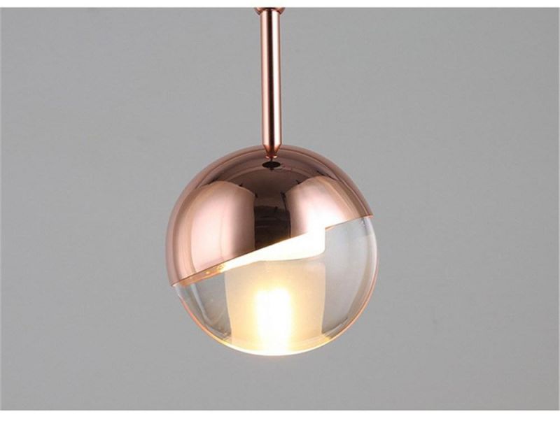 Modern LED Pendant Lights Hanging Metal Ball Glass Pendant Lamp Nordic Simplicity Home Decor Bedroom Bedside Light Fixture