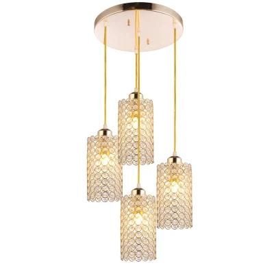 Long LED Chandelier Pendant Light Hotel Application Modern Gold Crystal Chandelier Light for High Ceilings