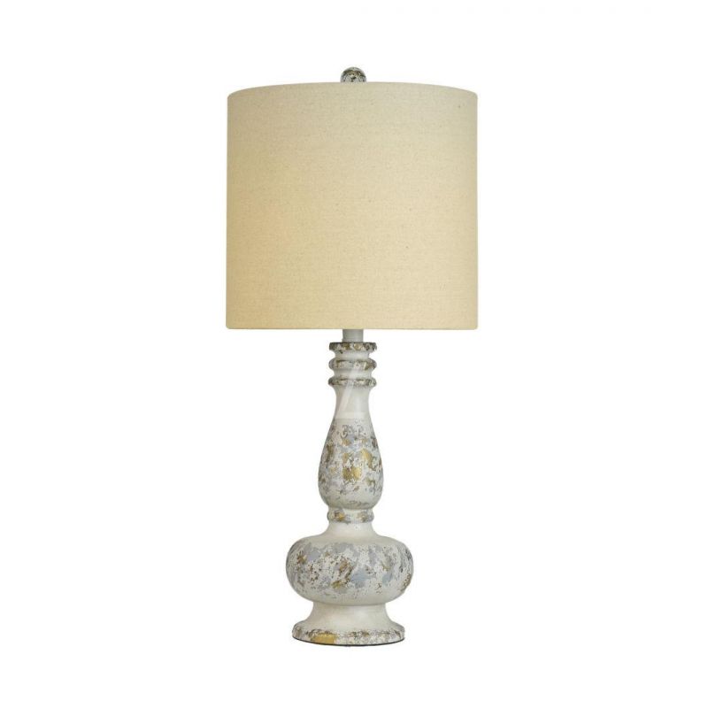 UL American Retro Wood Table Lamp Antique and Old Resin Light Gray Bedroom Bedside Lamp Living Room Decoration Lamp Study