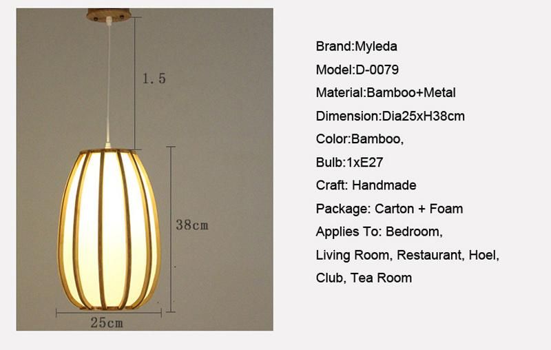 Popular LED Ceiling Modern Metal Chandelier Bamboo Pendant Light