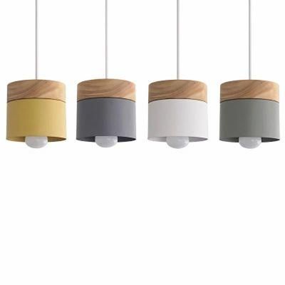 Nordic Simplicity LED E27 Pendant Light Modern Macaron Hanging Lights Home Improvement Iron and Wood Decoration Pendant Lamp Pendant Light