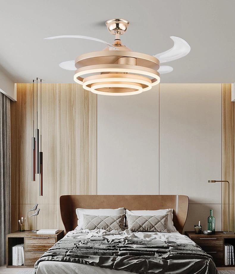 Modern Energy Saving White Invisible LED Ceiling Fan with Lamp Restaurant