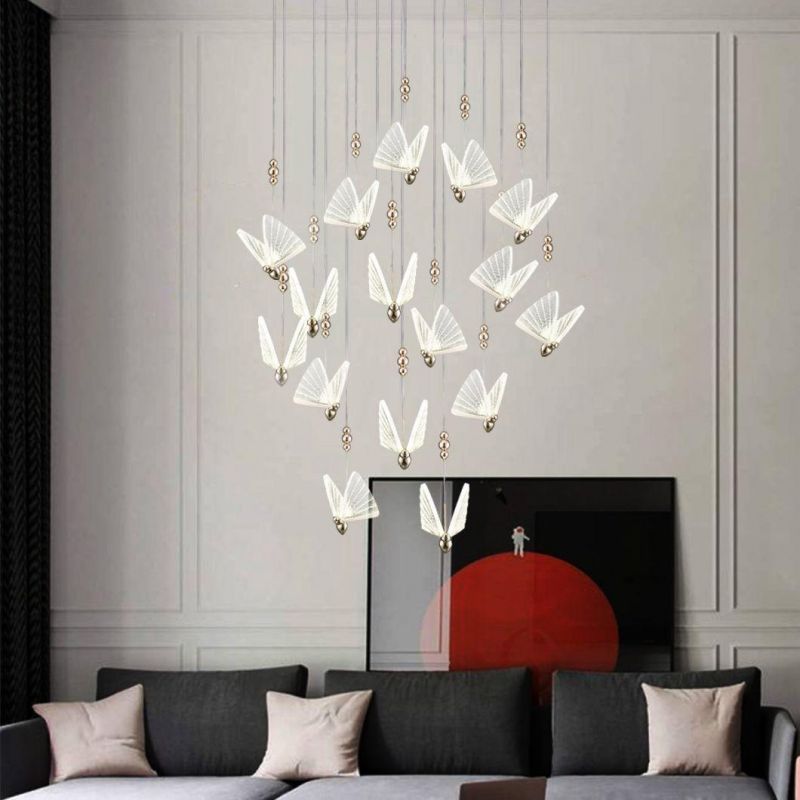 Butterfly Warm Lighting 3000K Metal Crystal 16*3W Chandelier