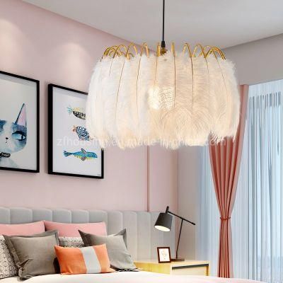 Large Art Decoration Hanging Lamp Feather Chandelier or Feather Pendant Lamp for Villa or Hotel