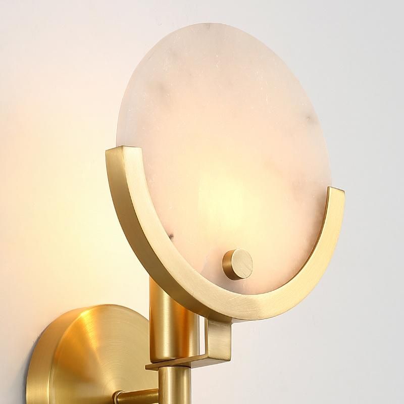 New Chinese Style Living Room Bedroom Full Copper Marble Wall Lamp