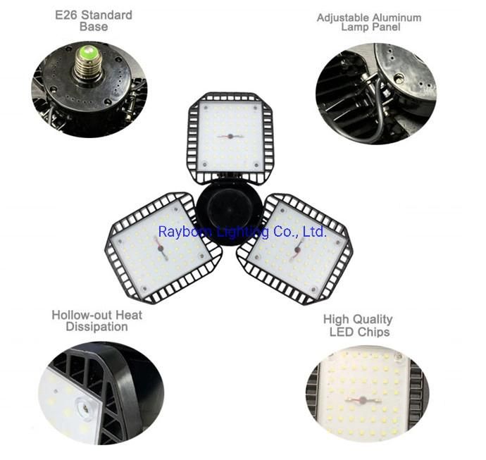 80W 100W Deformable LED Garage Light 12000lm Panels Ceiling Lights