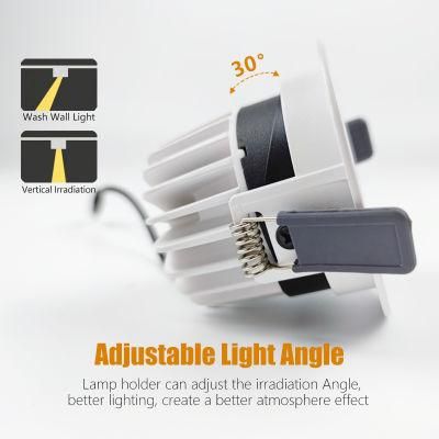 10W Adjustable Aluminum Anti-Glare COB Down Lights LED with AC85~265V