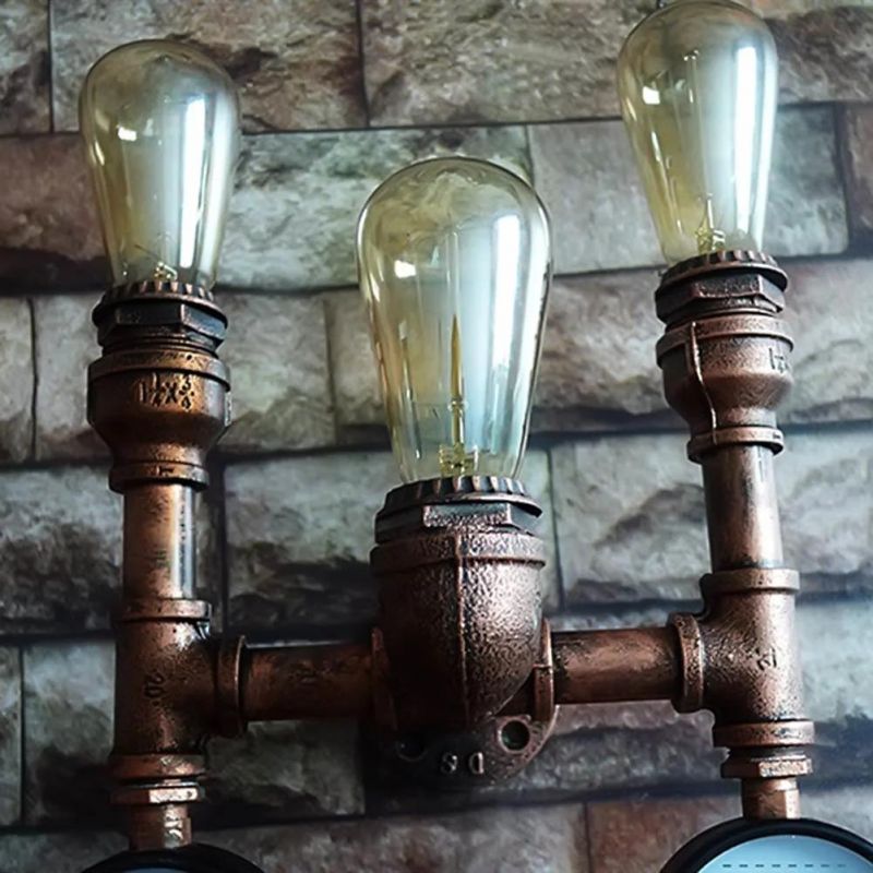 Vintage Industrial Water Pipe Wall Light Retro E27 Edison Wrought Iron Steampunk Lamp (WH-VR-90)