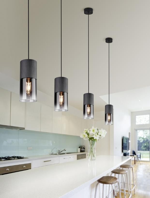 Modern Metal Hanging Light Home Dining Lighting E27 Bulb Fancy Black Glass Pendant Lamp