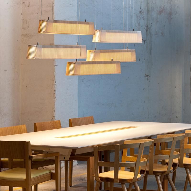 Wooden Cuboid Design Modern Chandelier Mall Hotel Lobby Pendant Lamp