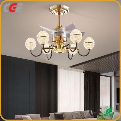 Modern Minimalist Living Room Electric Fan Lamp Bedroom Dining Room Frequency Conversion Ceiling Fan Lamp Invisible Fan Lamp