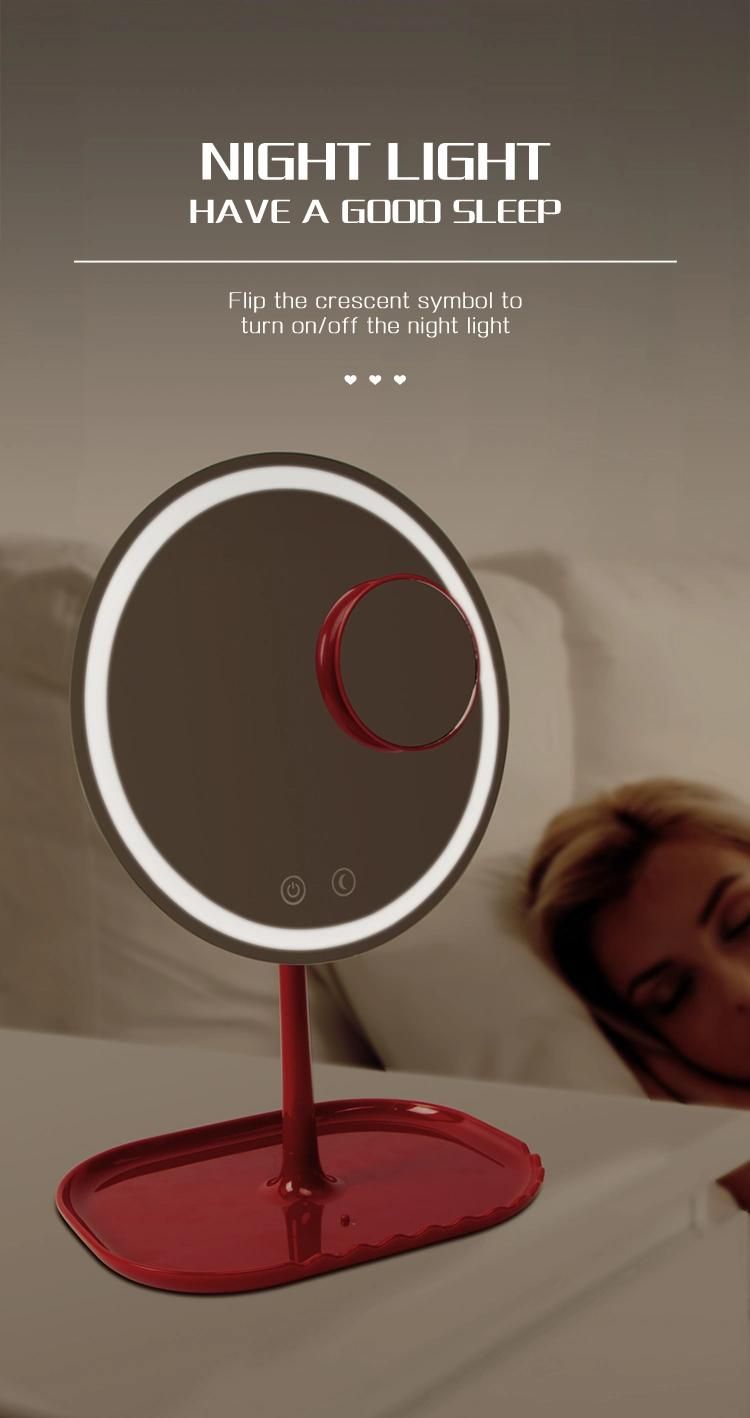 Rechargeable Makeup Mirror with 5X Magnifying Mirror LED Light up Cosmetic Mirror with Touch Screen and Night Light