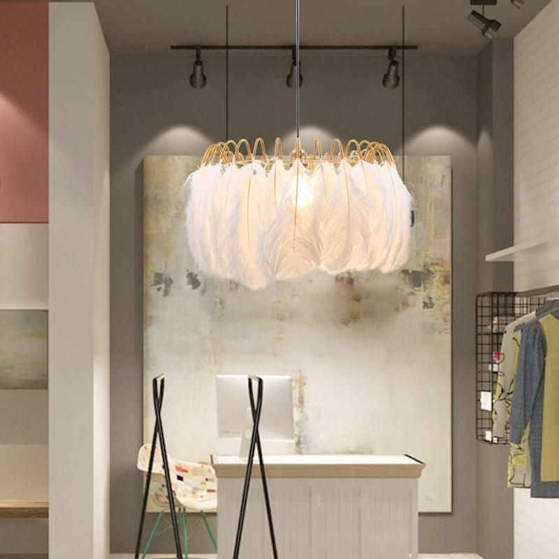 Modern White Feather Pendant Lights for Kitchen Bedroom Lighting (WH-AP-77)