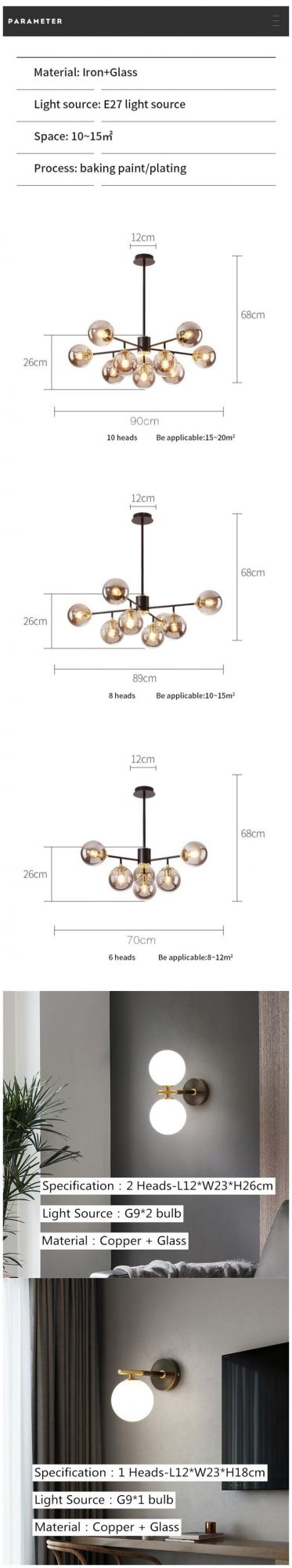 Nordic LED Chandelier for Living Room Dining Kitchen Gold Modern Ball Ceiling Hanging Lamp in The Hall Loft Home Light Fixture