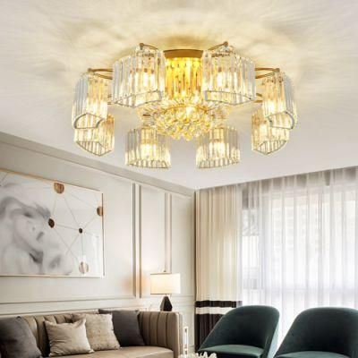 Crystal Ceiling Lights for Living Room Circle Gold Black LED Flush Mount Ceiling Light (WH-CA-79)