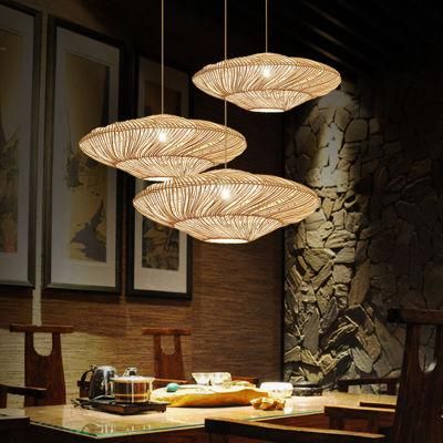 UFO Shades Rattan Lamp Creative Chinese Style Pendant Lights Wooden Suspension Lamp (WH-WP-54)