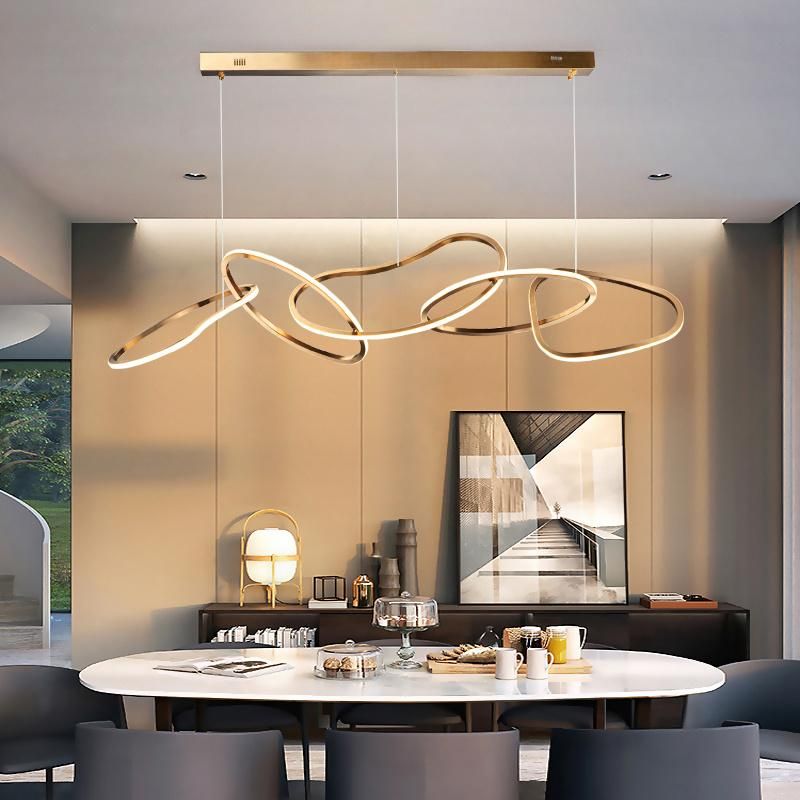 2022 Restaurant Light Luxury Creative Bar Counter Personalized Stainless Steel LED Pendant Lamp Chandeliers