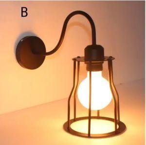 Indoor Black Cage Light Antique Wall Lamp