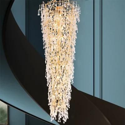 Villa Staircase Chandelier Revolving Staircase Light Crystal Large Chandelier