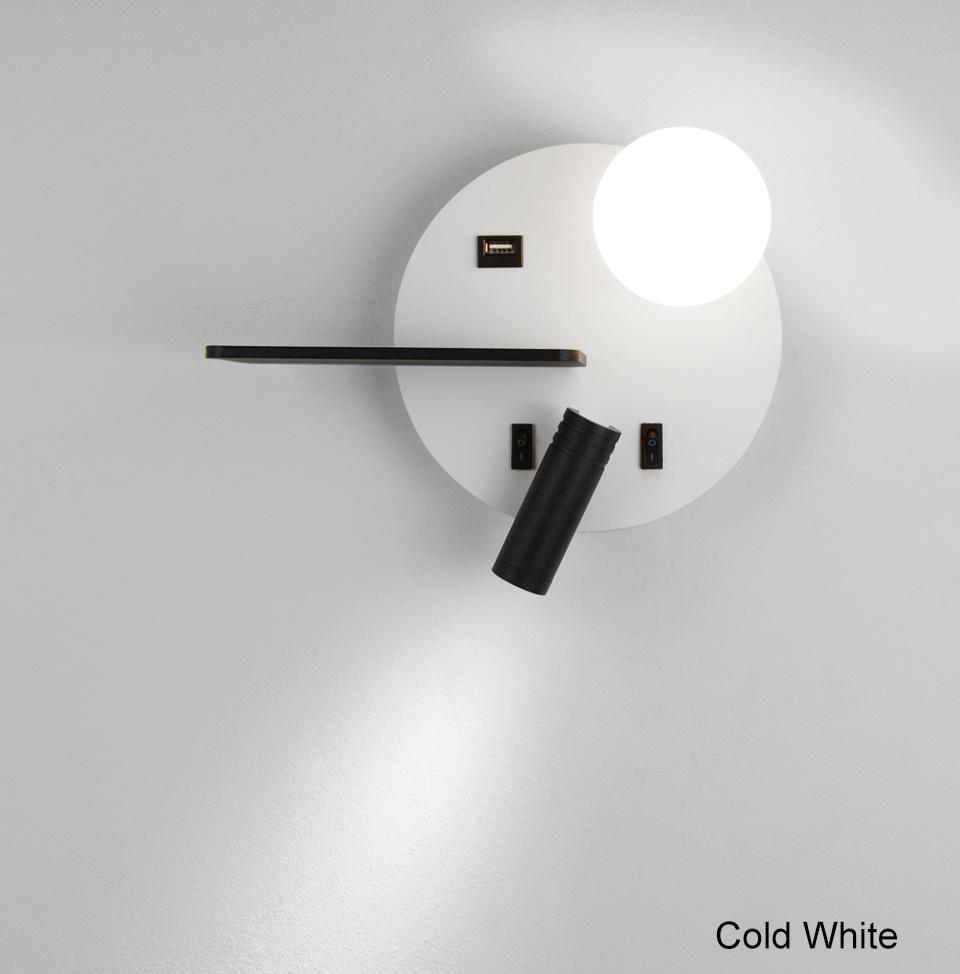 LED Wall Light with Switch USB LED Reading Wall Mounted Bedside Reading Lights (WH-OR-120)
