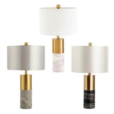 Home Decor Modern Luxury Bed Side Fabric Shade Metal Table Lamps Reading Lamps for Bedroom