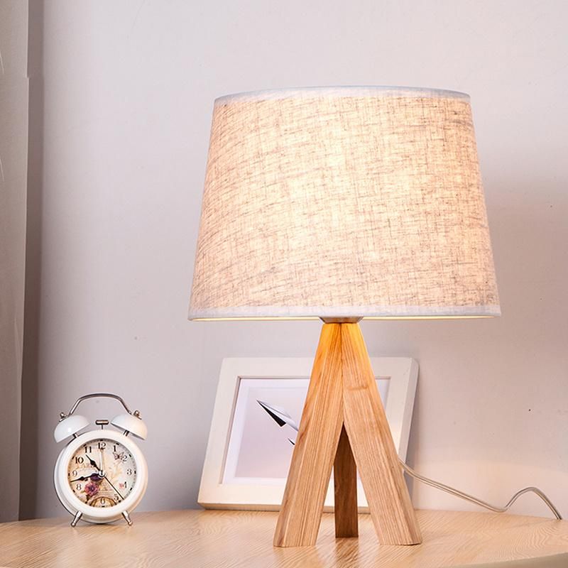 Vintage Wooden Design Bedside Lamp Reading Light Table Lamps Bulb