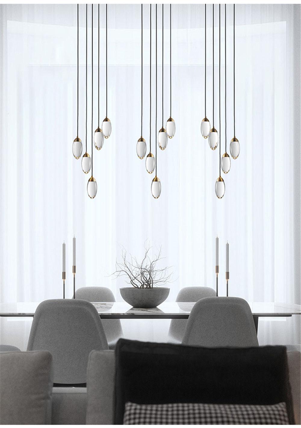 Crystal Stair Chandelier Lighting Modern Copper Luxury Design Hanging Lamp