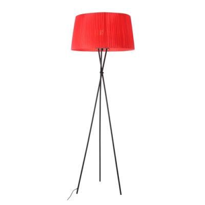 Modern Home Deco Luminaria Iron Tripod Fabric Lampshade Simple Standing Lamp Floor Light