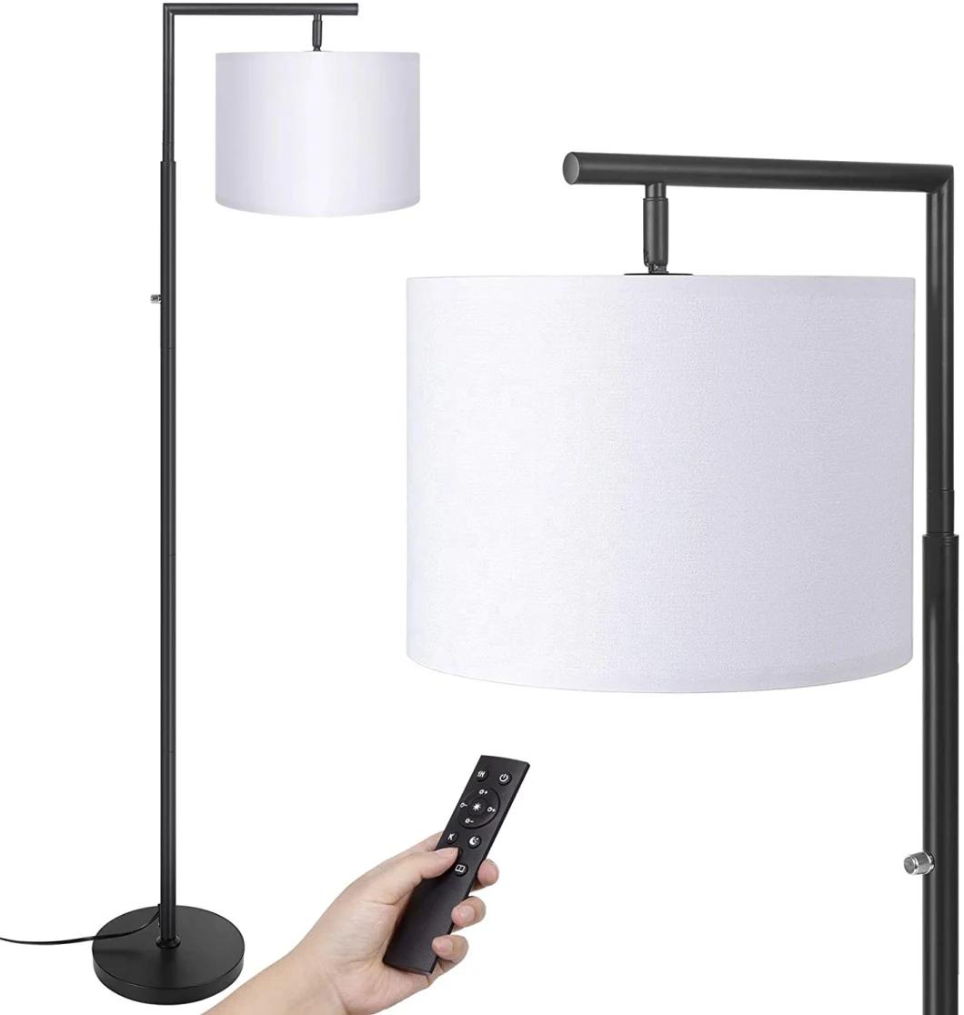 Stepless Brightness &4 Color Temperature Modern Standing Shade LED Floor Lamp with Remote & Rotary Switch Control