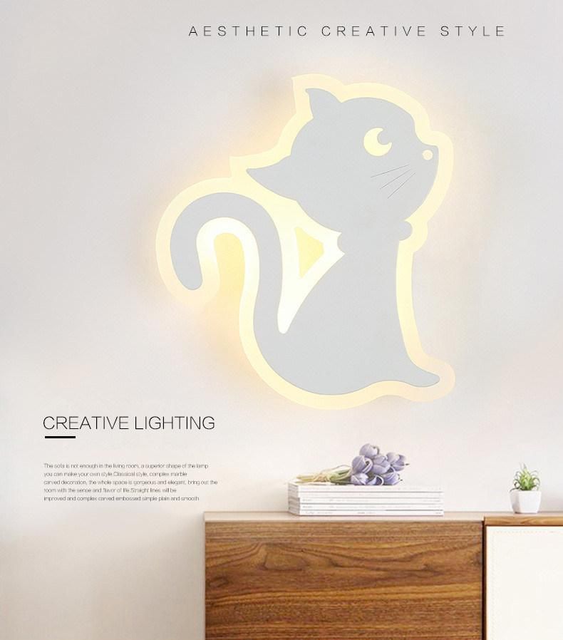 Simple Modern Bedroom Bedside LED Wall Lamp Creative Aisle Lamp Cat Wall Lamp (WH-OR-43)
