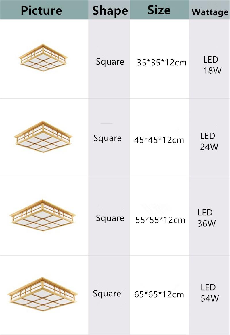 Ceiling Lights Japanese Style Tatami Lamp LED Wooden Ceiling Lighting Dining Room Bedroom Lamp (WH-WA-31)