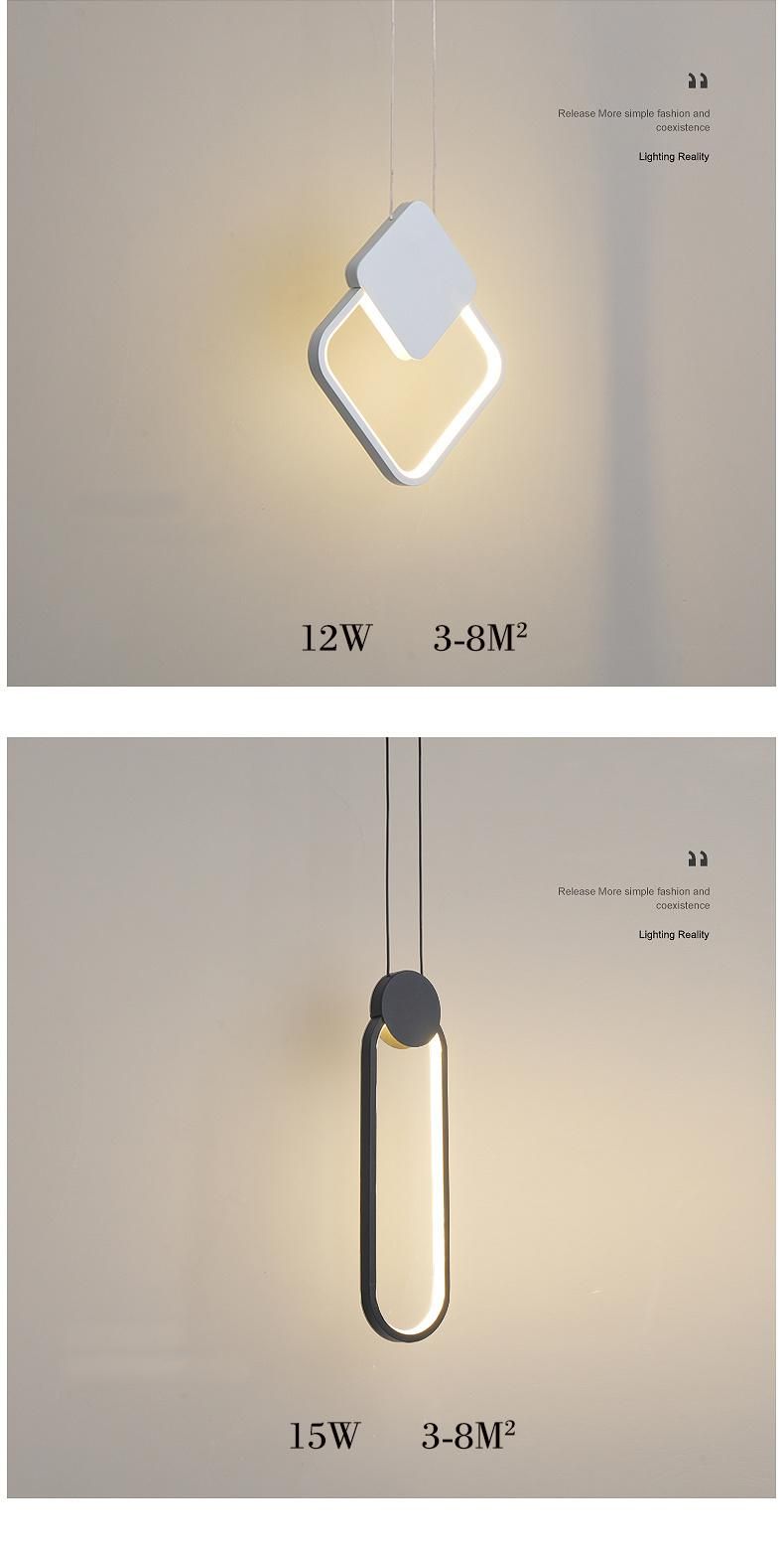 Modern Line Pendant Lamp Coffee Bedside Background Brandyn Minimalistic Frame Pendant Lamp (WH-AP-289)