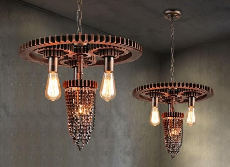 Retro Modern Rusty Iron Hanging Pendant Light Chandelier for Bar