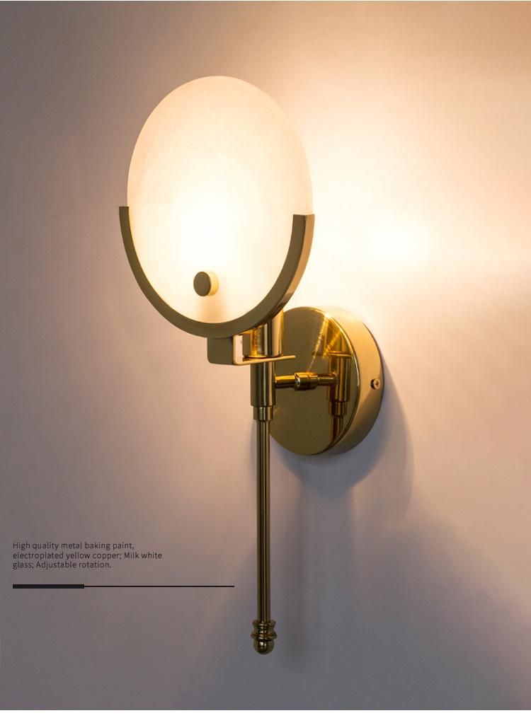 Living Room Marble Modern Wall Light in Brass