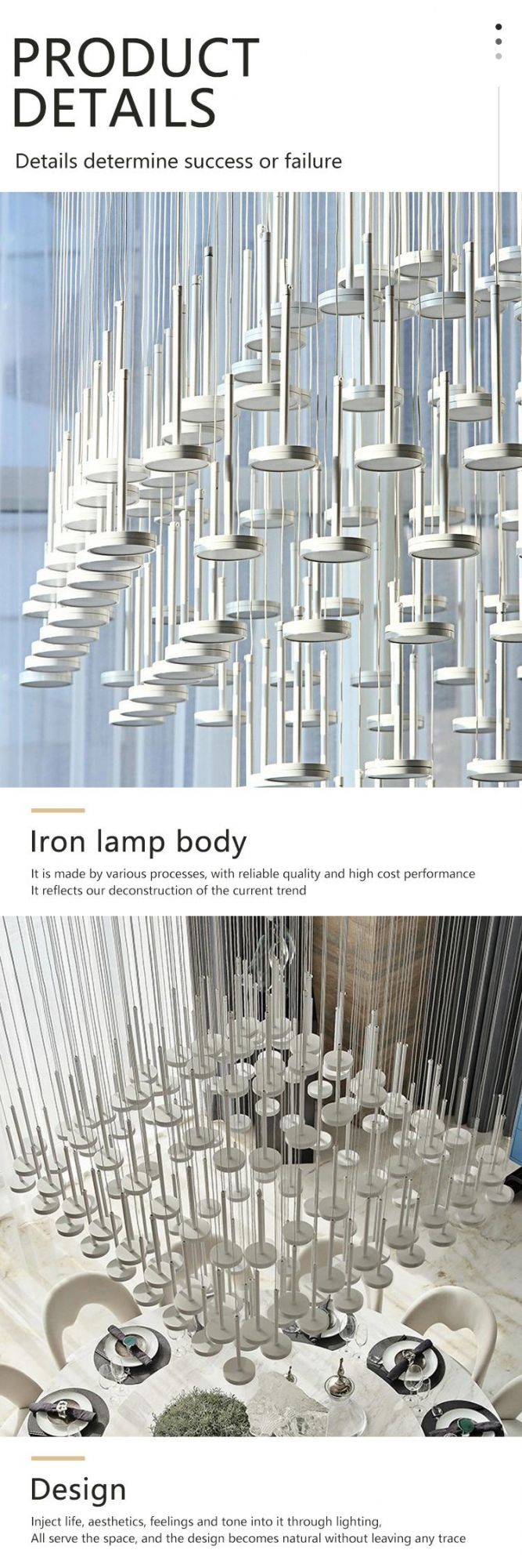 High Brightness Stairway Wedding Commercial Big Luxury LED Chandelier Ceiling Lamp