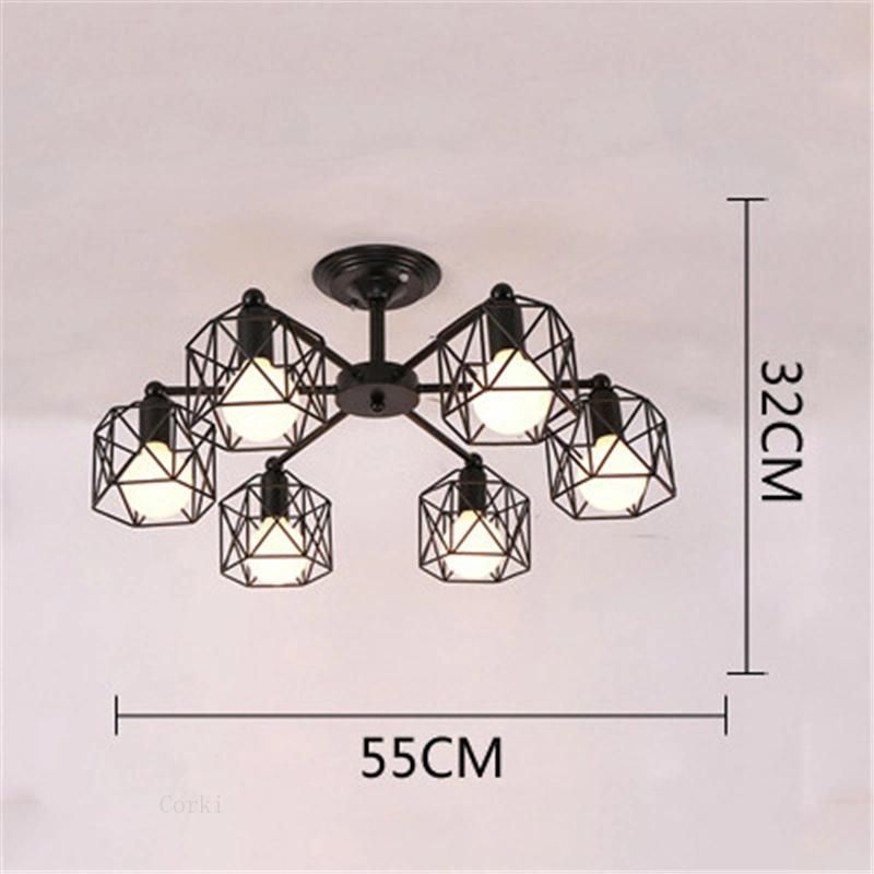 American Iron Chandelier Cage Kitchen Bedroom Living Room Home Decor Black Chandelier Lighting (WH-VP-64)