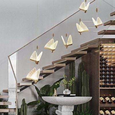 Contemporary Large Decorative Hotel Bookstore Long Stair Gold Luxury LED Chandelier Light