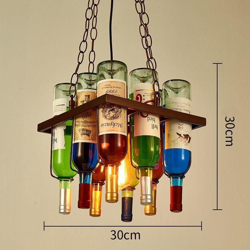 Industrial Pendant Light Art Decoration Iron Glass Wine Bottle Chandelier Pendant Lamp Hanging Kitchen Light