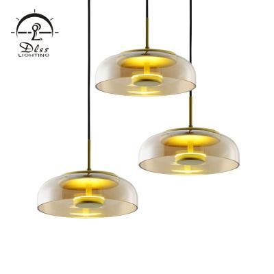 Home Decoration Amber Glass Bowl Single Solo Pendant Ligting