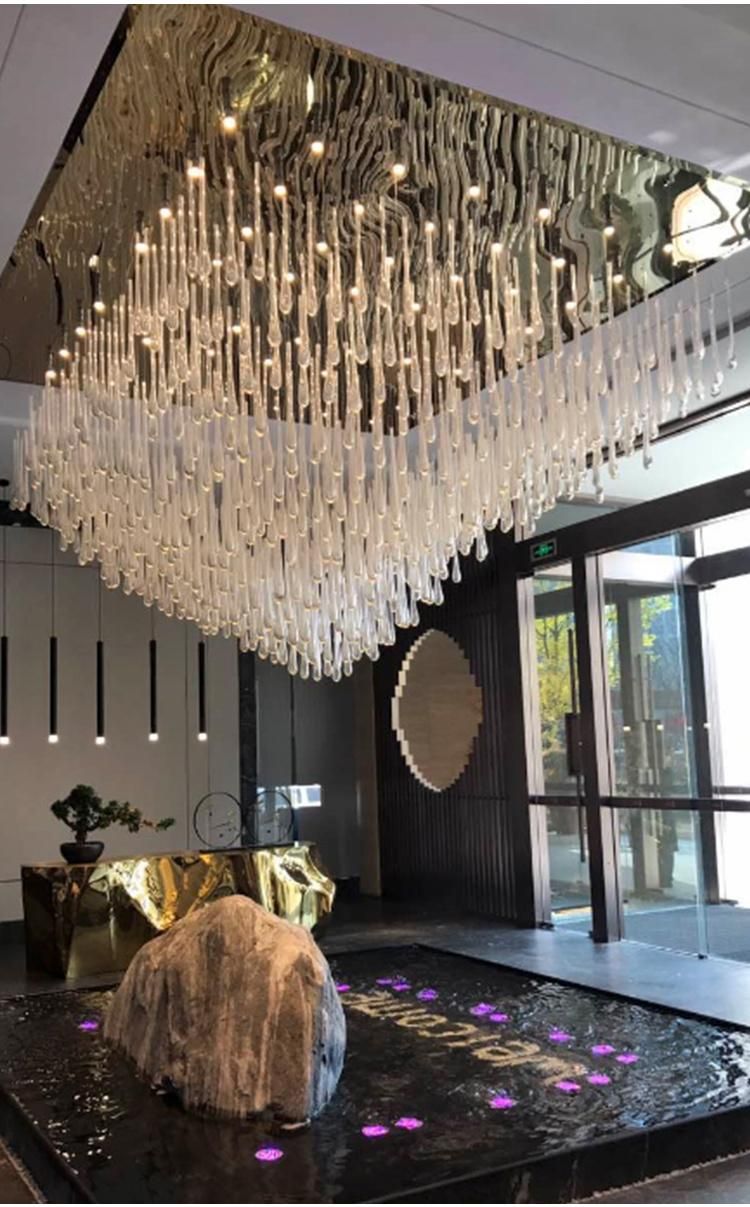 Nordic Style Banquet Hall Villa Weeding Big Luxury Glass Custom Chandelier Light
