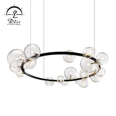 Modo Clear Bubbles Round Black Chandelier