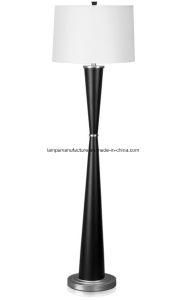Wooden Hotel Standing Floor Lamp with Pure White Linen Shade