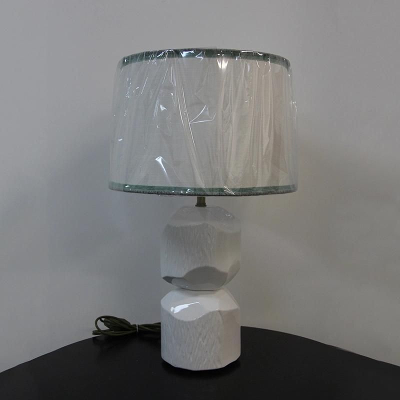White Gourd White Acrylic Fabric Lamp Shade with Ceramic Lamp Body Table Lamp.