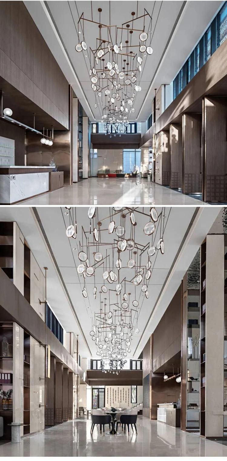Professional Factory Banquet Hall Villa Department Large Luxury Glass LED Chandelier Lamp