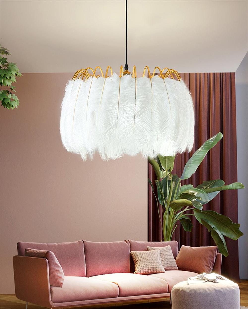 Simple Room Bedroom Chandelier Warm Romantic Nordic Designer Feather Creative Personality Ins Style Net Red Light