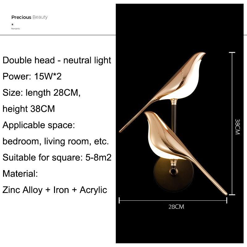 LED Wall Light Simple Living Room Corridor Magpie Light Creative Personality Bedroom Bedside Light Decorative Lamp Bird Light