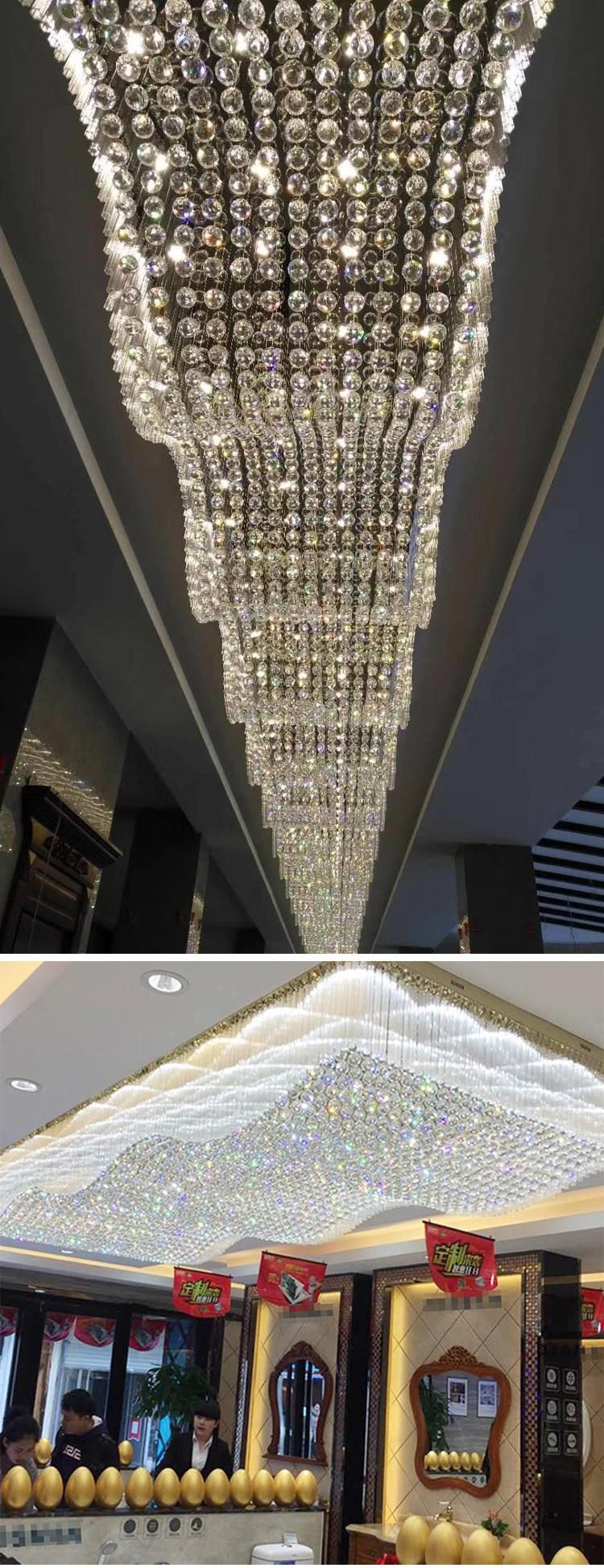 Professional Factory Banquet Hall Villa Department Large Luxury Glass LED Chandelier Ceiling Lamp