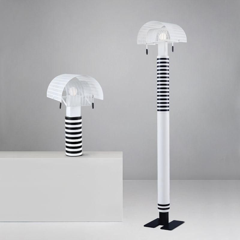 Italy Designer Black White Stripes Iron Art Table Lamp Nordic Living Room Study Bedroom Bedside Lighting Fixtures LED Floor Lamp